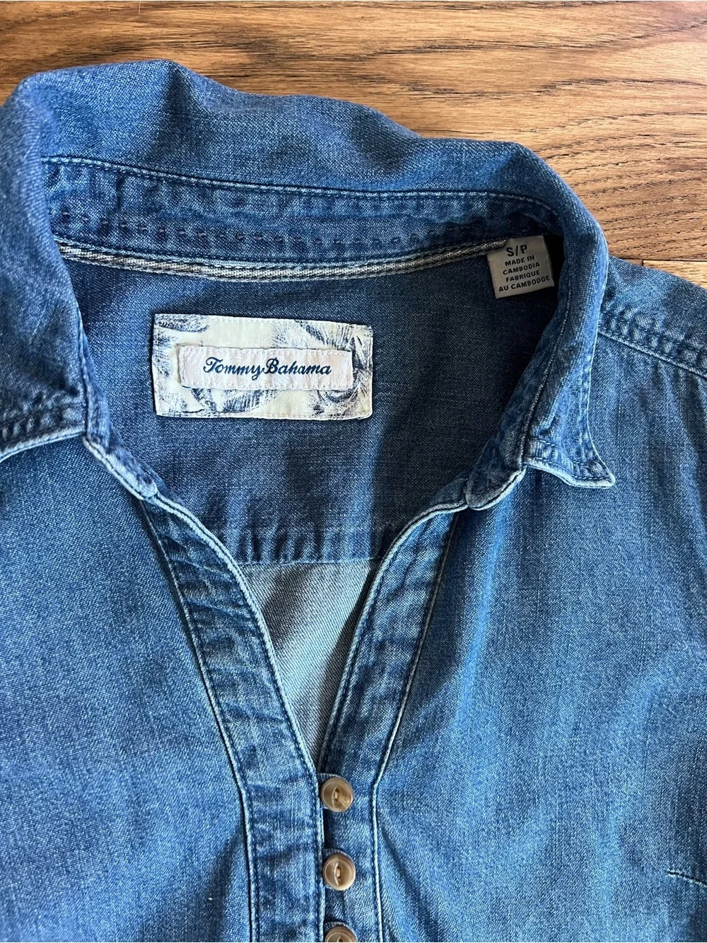 Tommy Bahama Blue Denim Mini Shirt Shift Dress Size Small - Picture 6 of 6